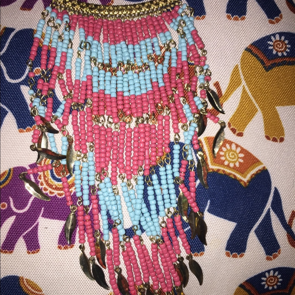 Teal & Pink Long Necklace